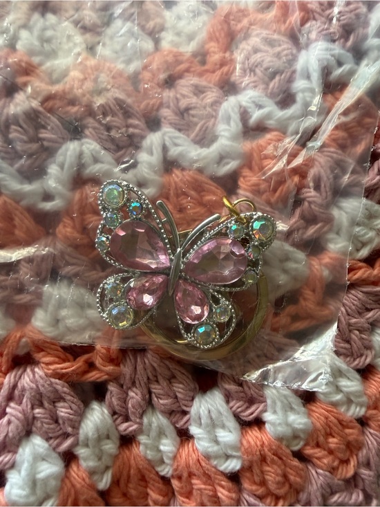 Accessories - Pink Crystal Butterfly Pendant Necklace - Women Jewelry